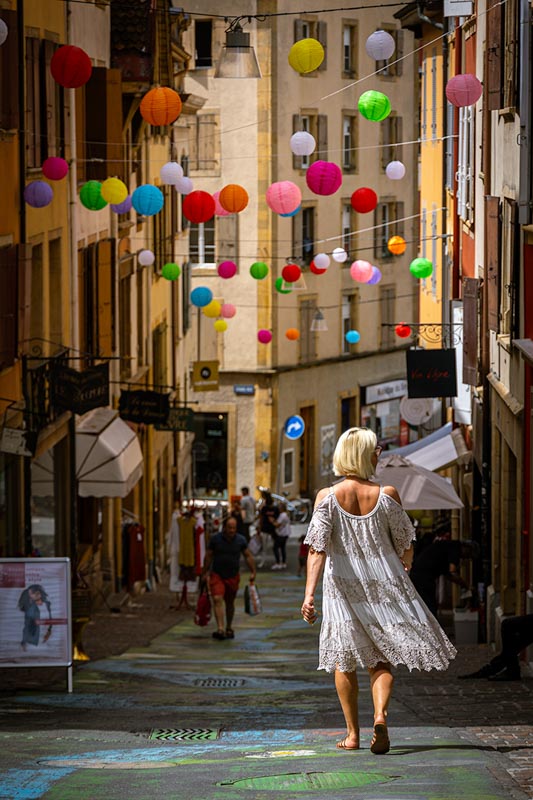 Walking on a colorful alley