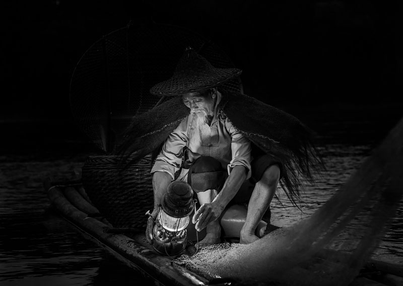 The fisherman on lijiang river